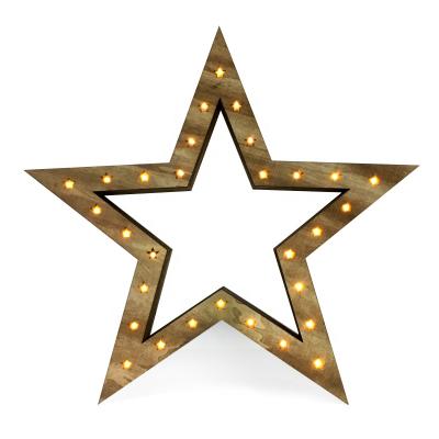 China Environmental friendly Christmas wooden star for window and wall decoration with LED lights for sale