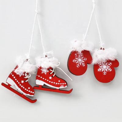 China Christmas Decoration Christmas Wooden Sleigh Ornaments Hanging Gift Set for Christmas Decorations Set Christmas Tree Hanging Ornament 6 for sale