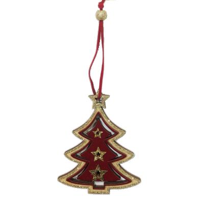 China Hanging Christmas Decoration Wooden Christmas Tree With Red Flocking As Christmas Tree Decoration for sale