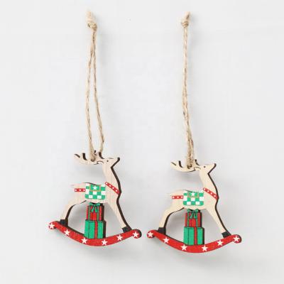 China Hanging Christmas Ornament Wood Reindeer Christmas Tree Ornament Reindeer Ornaments Gift Set 8 for sale