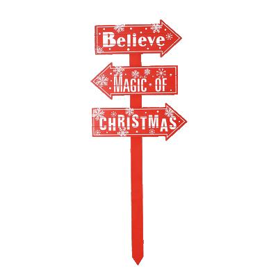 China Outdoor Christmas Festival Decoration Wooden Stick Decoration Believe Christmas Magic For Gift for sale