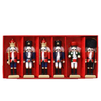 China Christmas Decoration Christmas Wooden Nutcracker Ornament Gift Hanging Set of 6 for Christmas Decorations for sale