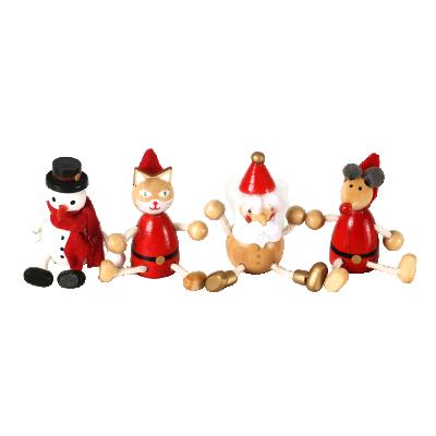 China Christamas Home Decoration Christmas Wooden Figurine Table Decoration 4PCS Assortment Small Size Gift For Kids for sale