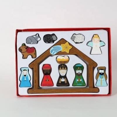 China Eco - Friendly Recycle Wooden Christmas Nativity Set For Christmas Decoration for sale