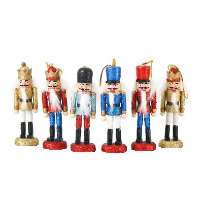 China Environmentally Friendly Christmas Wood Ornament Home Decor Nutcracker Decoration 6 Pcs Assortment H12CM for sale