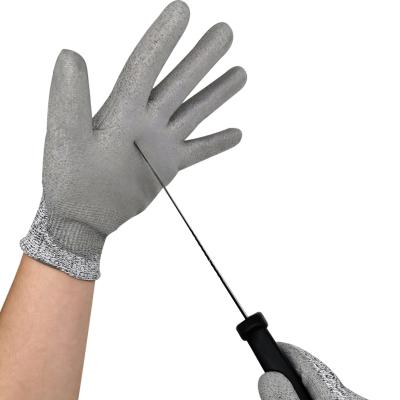 China High Quality HPPE Industry Cut Resistant CE Level 5 Cheap PU Palm Coating Anti-Cut Gloves for sale