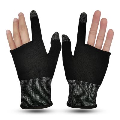 China Touch Buttons 2022 New Design Touch Screen Soft Breathable Anti-sweat Soft Breathable Two-finger PUBG Silver Mobile Gaming Gloves For Game for sale