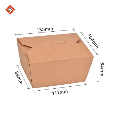 China Recycled Materials Size Quality Fast Food Take Away Kraft Paper Container Salad Packing Lunch Box for sale