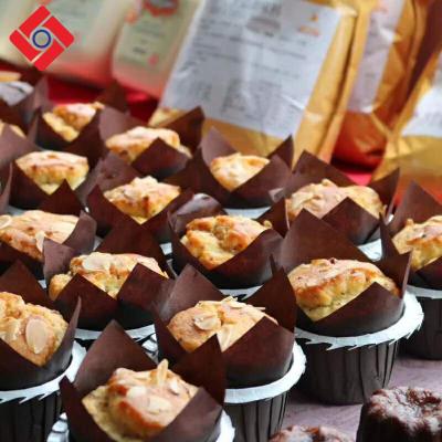 China Factory Supplier Solid Color Tulip Baking Cups Brown Cupcake Disposable Baking Cases for sale