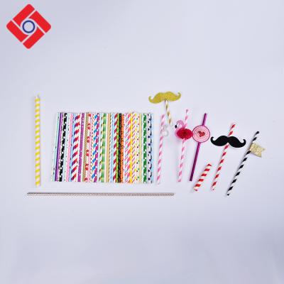 China Food Grade Eco 6-10Mm Disposable Colorful Striped Wedding Party Drinking Hard Paper Wrapped Boba Straw Oem for sale