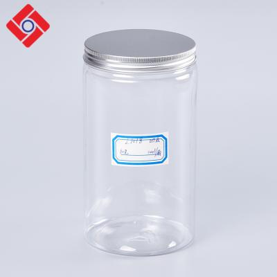 China Plastic Food Clear Wedding Festival Cookie Candy Nuts Screw Top Aluminum Jar Design, PET Bottle Jar for sale