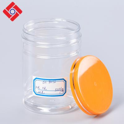 China Luxury Pet Plastic Transparent Gold Mini Cookie Jar For Food Biscuit, Bottle And Jars Suppliers for sale