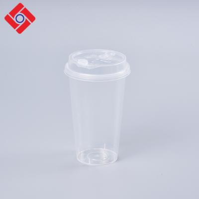 China Classic Disposable Plastic Biodegradable Stored Eco-Friendly Disposable Juice With Flat Lid And Catering Smoothie Drinks Cup Bubble Tea Straw for sale