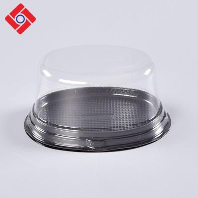 China Round Sushi Dessert Mooncake Cake Blister Trays Food Custom Black Plastic Clear Dishes, Disposable Cake Box for sale