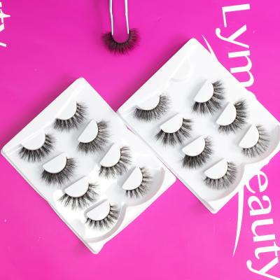 China Natural Soft Eyelash 4 Pairs Very Soft Premium Faux Case Lashes Mink Eyelash 3d Eyelashes for sale