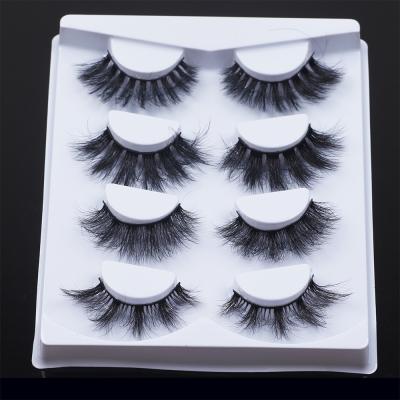 China Natural Soft Eyelash OEM Service Customized Professional Clear Strip Premium 4 Pairs 3D Silk Eyelash for sale