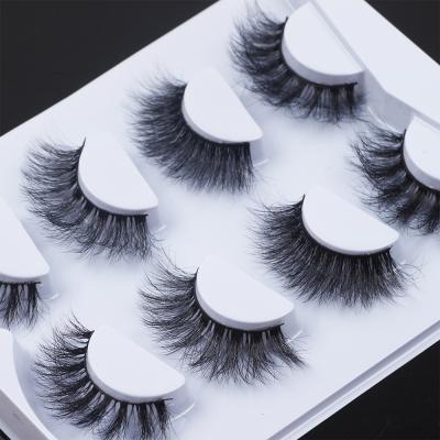 China Fluffy Faux Mink Eyelashes 4 New Natural Soft Eyelash Wholesale Design 3d Pairs Faux Mink Strip Lashes for sale