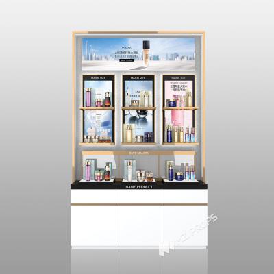 China TJiS-B1 U-Shaped Titanium Edging Skincare Display Cabinet with 40mm Softbox for sale