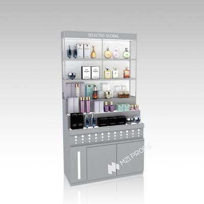 China YHeS-P11 10*10 Mirror Stainless Steel Tube Skincare Display Rack for High-End Stores for sale