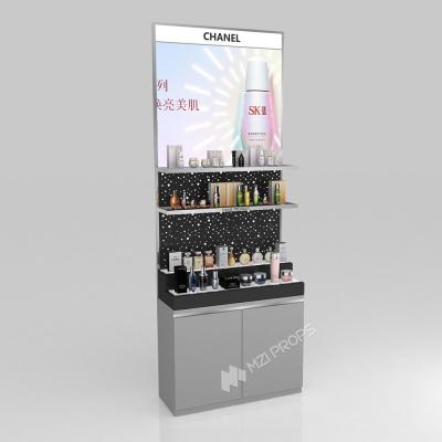 China GDR02-BG02 Gabinete de exibição de cuidados com a pele com tubo de aço inoxidável e caixa de luz de película macia de 60 mm para boutiques de moda à venda