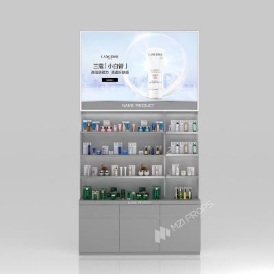 Cina GDR02-BG01-28 Display Cabinet per la cura della pelle con 60mm Soft Film Light Box e Flash Silver Wallpaper per boutique di moda in vendita