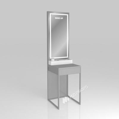 China GDR04-CZ-B06 Make-up Wall Experience Mirror met zandgeblazen wit licht en grijs glazen bovenkant voor cosmetica merken boetieks Te koop