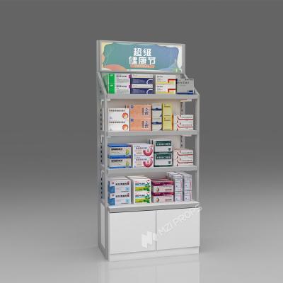 China JYaS-YZ-05B High-End Boutique Pharmacy Design Cabinet for Pharmacy Entrance with White Glossy Boards for sale