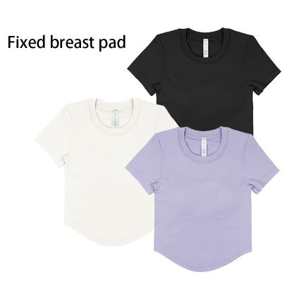 China Women Breathable Custom Quick Dry Yoga Tops Women Wholesale Fitness Shirt Sports Workout Girls Active Wear T-shirt for sale