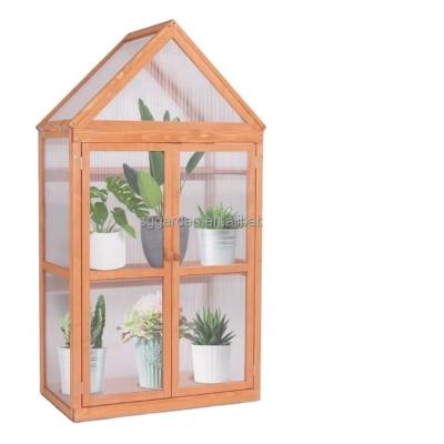 China Good Design Easily Assembled Wooden Layers Chassis Greenhouse Shelves Plants Grow Green House For Plants for sale