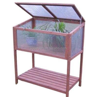 China Outdoor Decoration Easily Assembled Wooden Greenhouse Landscaping Growing Greenhouse for sale