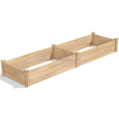 China Eco-Freindly Wholesale Nature Outdoor Flower Raised Bed Garden Planter Solid Wooden Box for sale