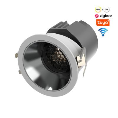 China Smart WiFi TUYA LE TDC Dimmable Ceiling Lighting Hotel Project 7W 12W Tuya Zigbee WiFi Smart Round Cob Recessed Led Downlight for sale