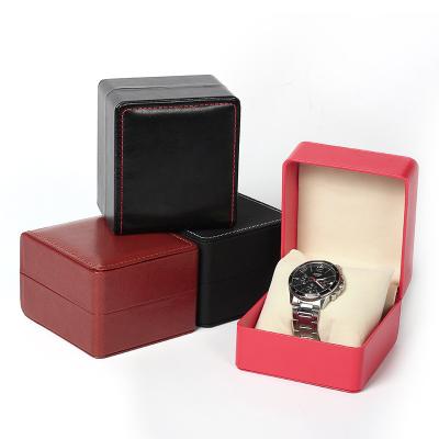 China High Performance Watches Storage Cases With Pillow Travel PU Leather Gift Single Square Watch Box for sale