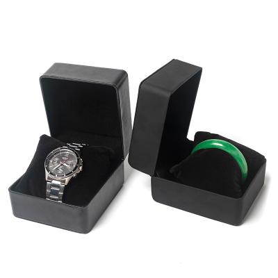 China High Performance Unique Black Customized Leather Watch Box Men Watch Display Watches Storage Case Packaging Box for sale