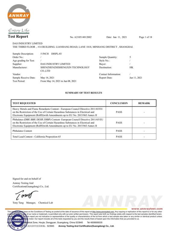 RoHS - Shanghai Dastek Electronic Co., Ltd.