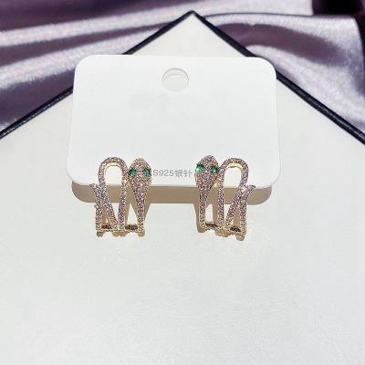 China FASHIONABLE Luxury Snake Earrings Real Micron Full Crystal Gold Plated Gold Plated Fine Jewelry For Girls for sale