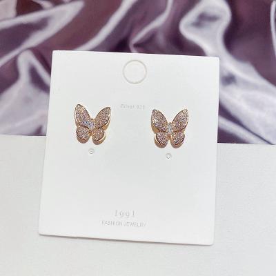 China FASHIONABLE Luxury Jewelry Butterfly Stud Earrings Zircon Crystal Gold Plated Stud Earrings Jewelry For Women 20091636 for sale