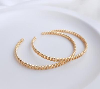 China Newest Design CLASSIC Thick Bracelets Twist Bangle 14K Gold Plated Luxury Jewelry Copper Bangle 3.5mm for sale