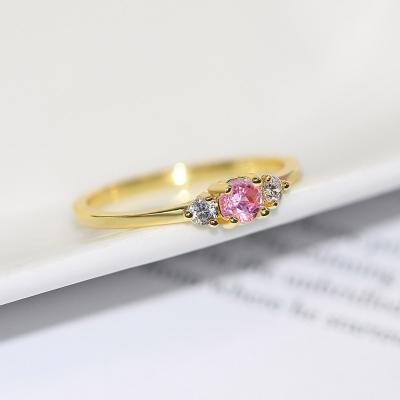 China Fashion Simple Design CZ Zirconia Gold Sapphire Ring Lady Ring Brass 14k Gold Plated Rings For Gifts for sale