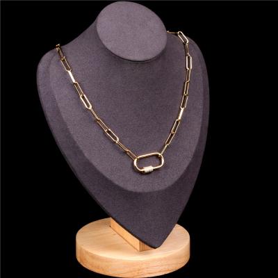 China Fine Jewelry FASHIONABLE Gold Plated Thick Paperclip Necklace Cuban Link Chain In Necklace Crystal Personality for sale