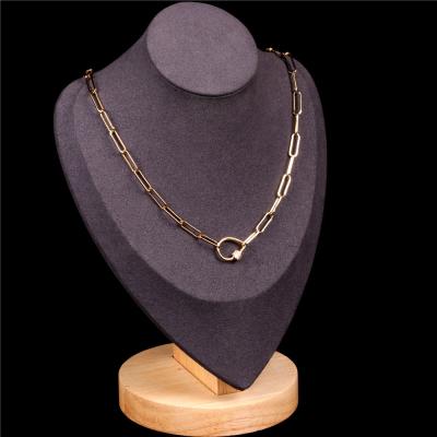 China FASHIONABLE Drop Pendant Crystal Cuban Link Chain Necklace Gold Plated Jewelry Personalized Lock Necklace for sale