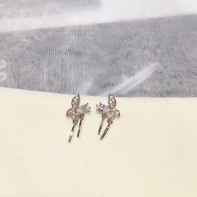 China 20100834 TRENDY high quality micro zircon plating platinum butterfly crystal earrings inlay for girls for sale