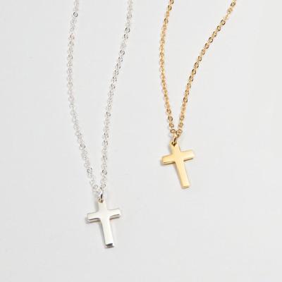 China FASHIONABLE Cross 925 Sterling Silver Link Chain Choker Necklace Jewelry 18K Gold Plated Sterling Silver Necklace for sale