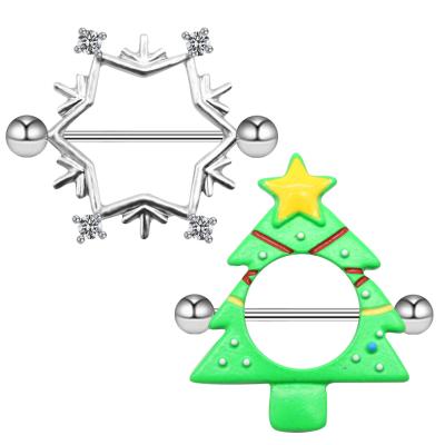 China FASHIONABLE Piercing Nipple Rings Christmas Snowflake Jewelry Stainless Steel Body Piercing Jewelry for sale