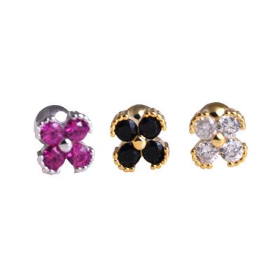 China Cute Trendy Earring Girl Sterling Silver Screw Piercing Stud Zircon Flower Design Jewelry Earrings S925 for sale