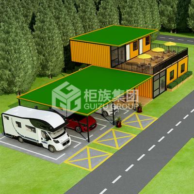 China Home Industrial Design 20ft 40ft Modern Service Area Building Container Retrofit 2 Floor Shipping Container For Service Area for sale