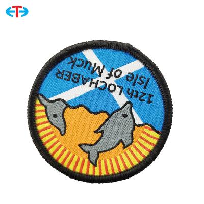 China Sustainable Customized Iron On Backing Woven Patches Apparel Woven Patches On-locking Patches for sale