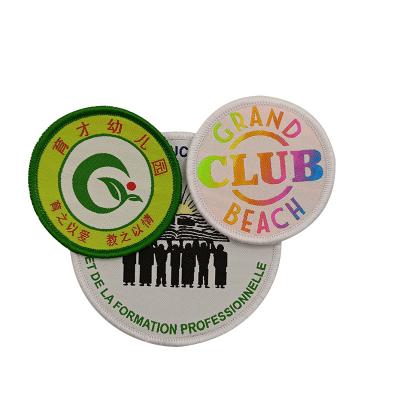 China Sustainable Circle / Round Fabric Woven Badges / Patches With Your Club Logo for sale