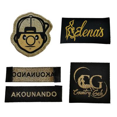 China Customized High End Sustainable Main Yarn Woven Clothing Collar Label Label Gold Label for sale