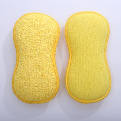 China Sustainable Kitchen Sponge Double Microfiber Cleaning Household Scrubber for sale